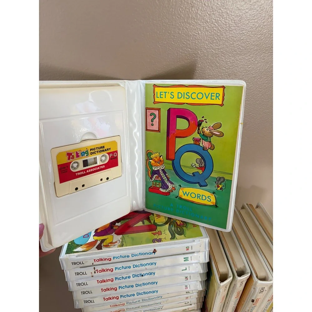 Troll Talking Picture Dictionary Complete A-Z Cassette Tape Book Set Vintage
